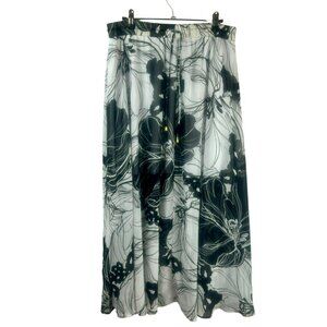 NEW Worthington A Line Skirt Women Petite Large Black White Tropical Floral